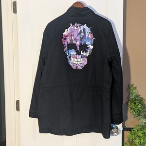 Disney Black Jacket with Vibrant Villain Character Skull Design. Size XXL.